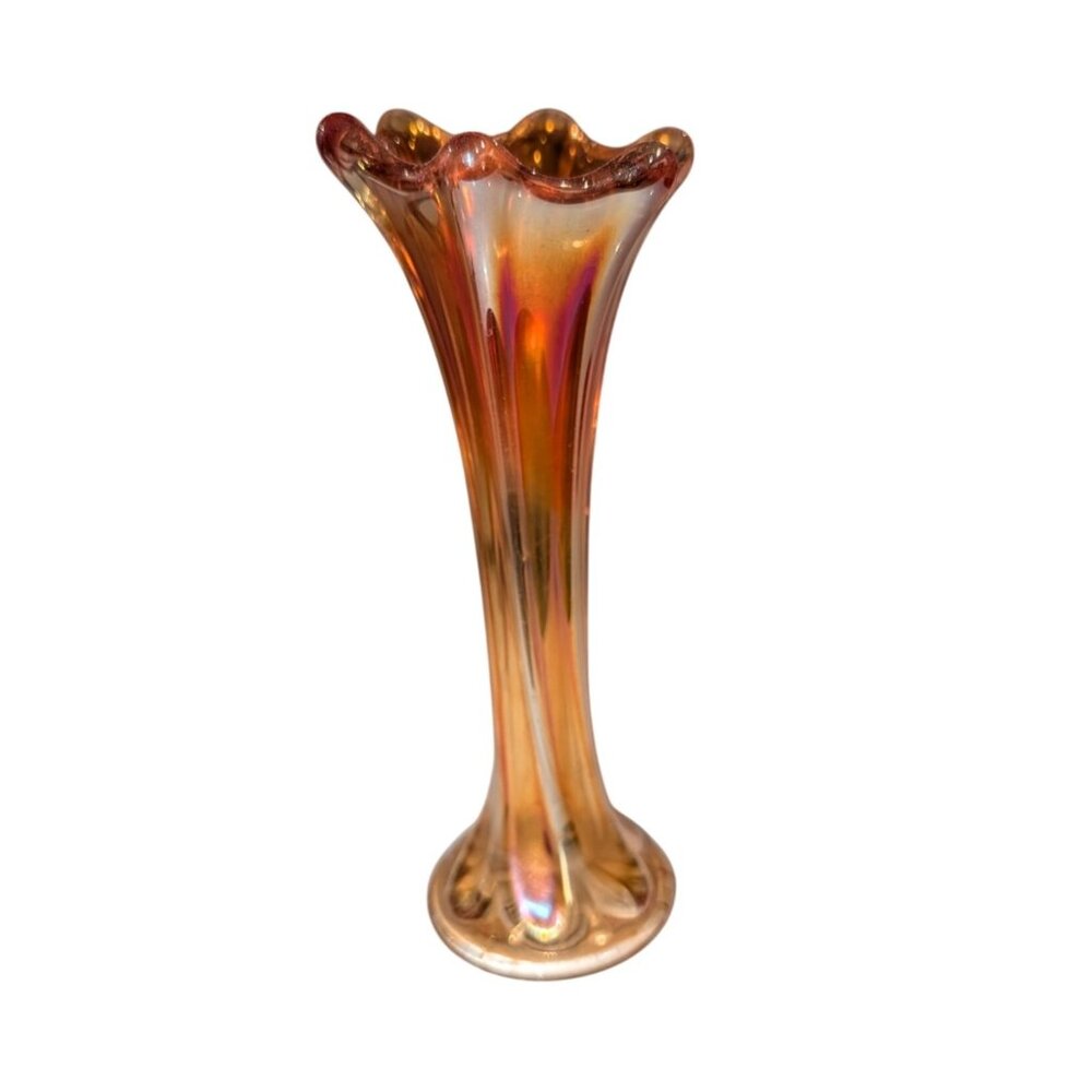 Carnival Glass Vase Circa 1907-1930  Imperial Glass Co. Marigold Iridescent